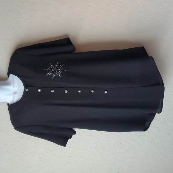 VTG Mode Sara of California black nautical button up blouse - Picture 1 of 10